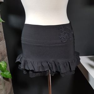 Y2K Era Black Mini Skirt With Skull